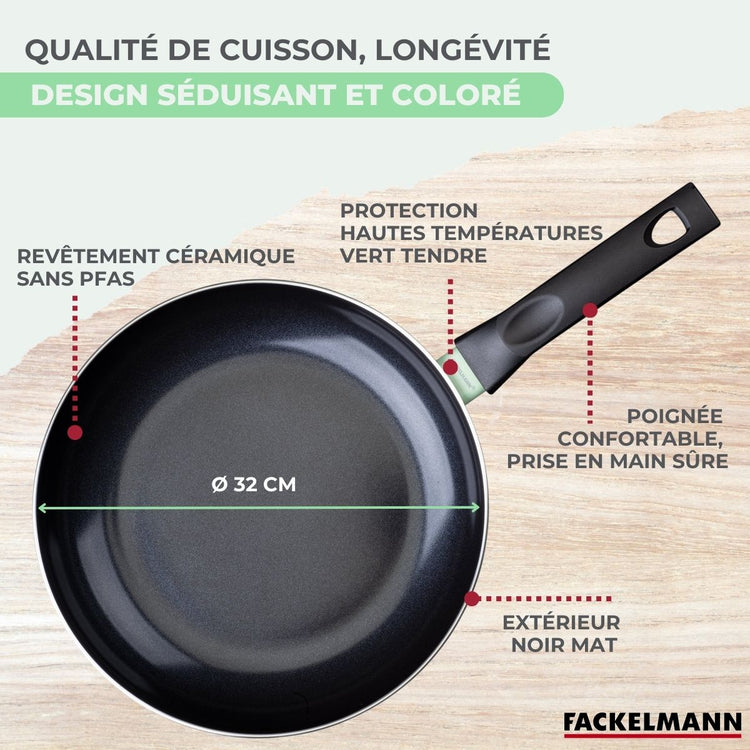 Set poêle antiadhésive céramique 30 cm et 6 ustensiles Fackelmann Brandao