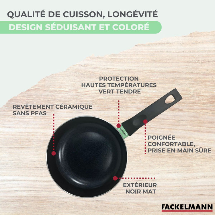 Ensemble de 4 poêles de 20, 24, 28 et 30 cm et 3 casseroles 16, 18 et 20 cm Fackelmann Brandao