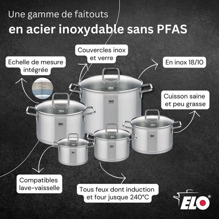 Lot Poêle 32cm et Faitout 20cm Elo Relief Solution
