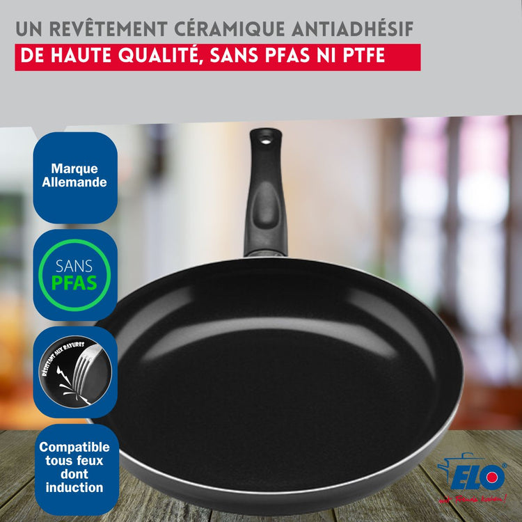 Ensemble de 4 Poêles de cuisson 20, 24, 28 et 32 cm et 2 faitouts 12 et 24 cm Elo Prima Brillant