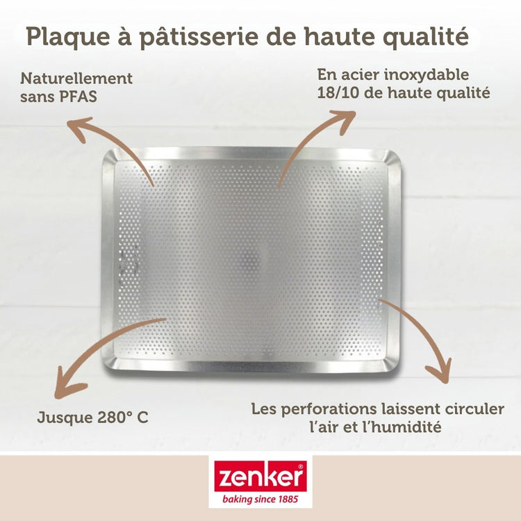 Plaque à pâtisserie perforée 40 x 30 cm en acier inoxydable Zenker Special Cooking