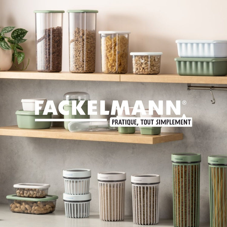 Lot de 4 boîtes hermétiques 0,55L avec 4 ustensiles de cuisine Fackelmann Storage