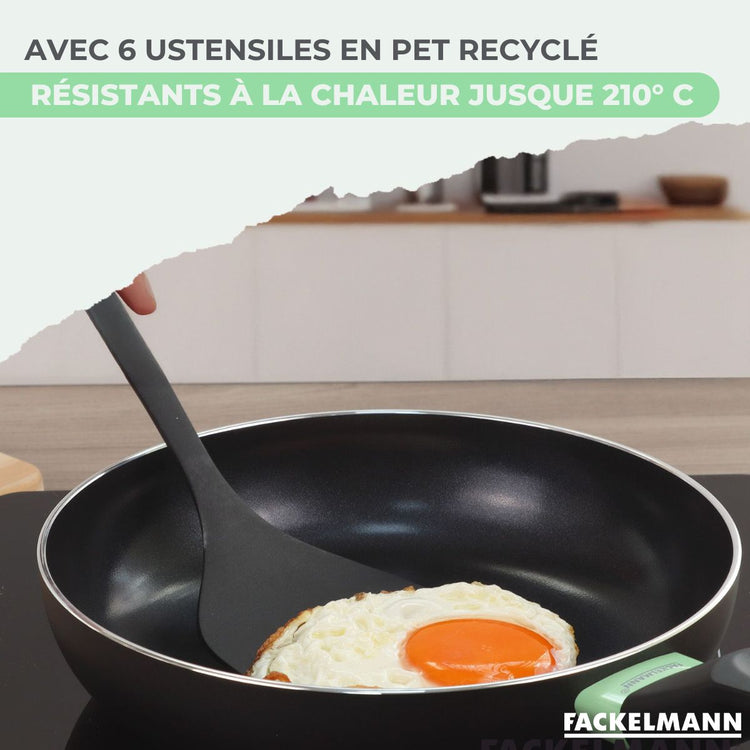 Set de 2 woks de 20 et 28 cm et 6 ustensiles Fackelmann Brandao
