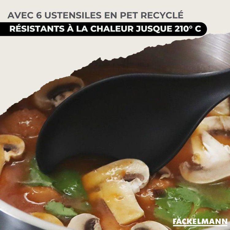 Batterie de cuisine 2 poêles 24/28 cm, 3 faitouts 20/24/16 cm et 6 ustensiles de cuisine Fackelmann Eterna