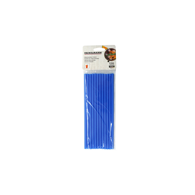 Lot de 12 pailles bleu en plastique 23 cm Fackelmann Bar Concept